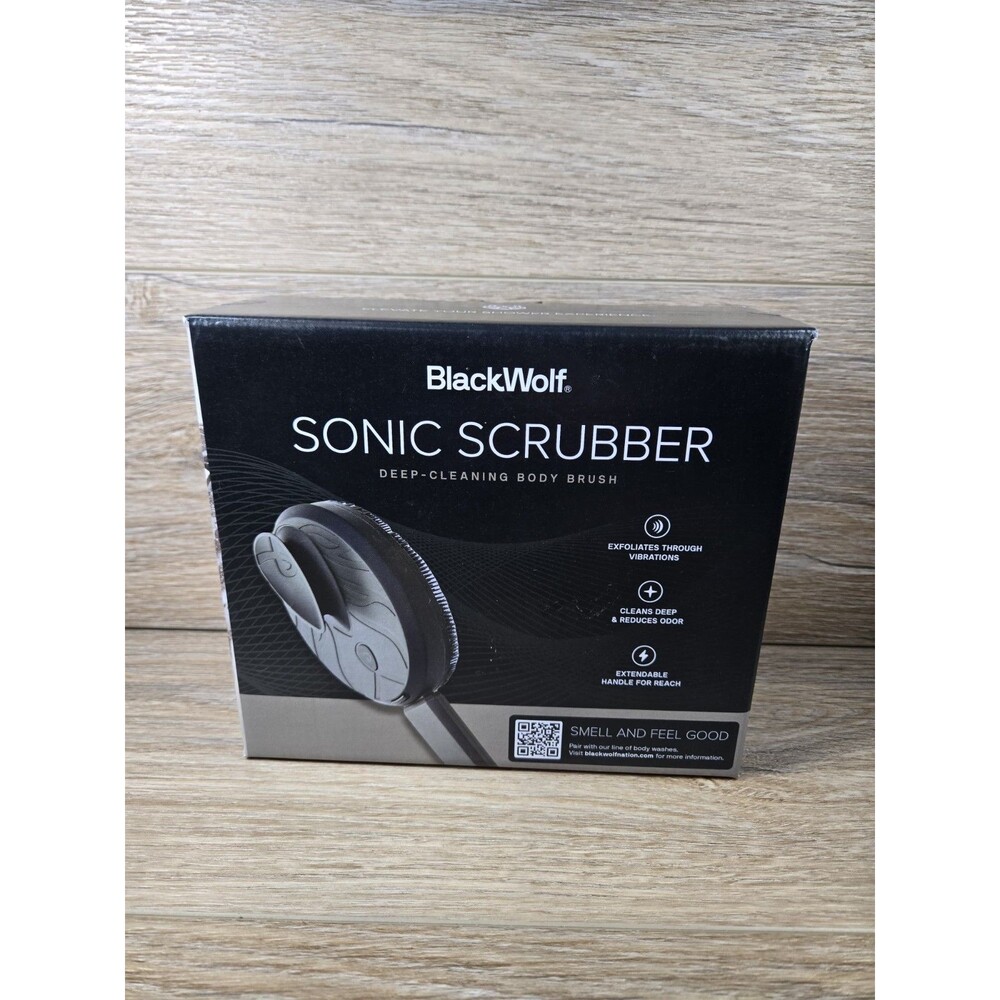 BlackWolf Vibrating Body Brush, Sonic Scrubber - Mens Body Care. Rechargeable